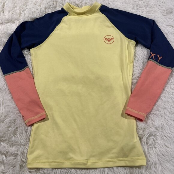 Roxy womens rash guard yellow Small long sleeve swim surf beach - Picture 1 of 8
